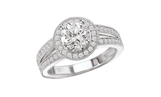 La Vie 14k White Gold Halo Semi-Mount Engagement Ring