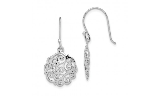 Quality Gold Sterling Silver Rhodium-plated Filigree Circle Dangle Earrings - QE15139