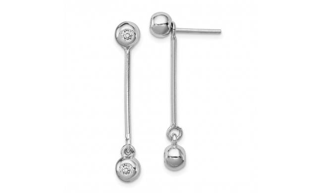 Quality Gold Sterling Silver Rhodium-plated Post & Dangle CZ Ball Front & Back Earrings - QE13038