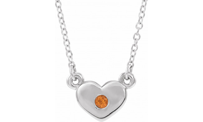 14K White Citrine Heart 16 Necklace - 8633560052P