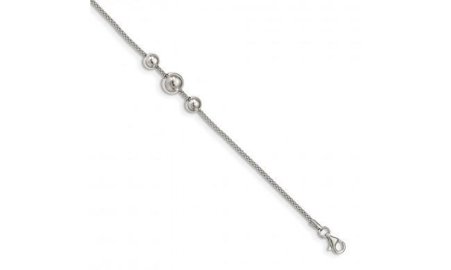Quality Gold Sterling Silver Polished Bead Fancy Link  1in. ext Bracelet - QG5569-7.5