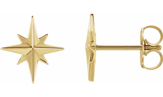 14K Yellow Star Earrings - 86757601P