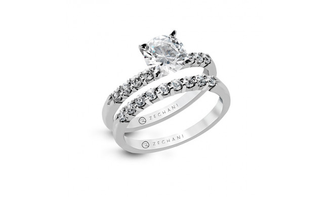 Zeghani 14k White & Black Gold Diamond Engagement Ring Set