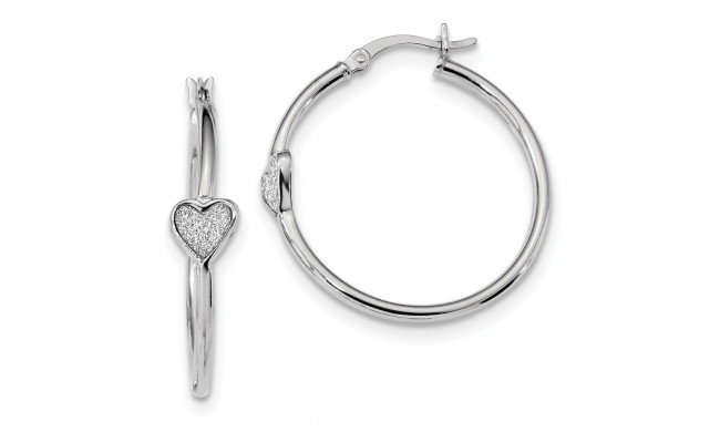 Quality Gold Sterling Silver Rhodium-plated Enamel Glitter Fabric Heart Hoop Earrings - QE13278