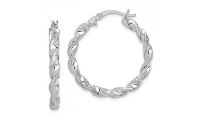 Quality Gold Sterling Silver Rhodium Plated Twist 30mm Hoop Earrings - QE6753