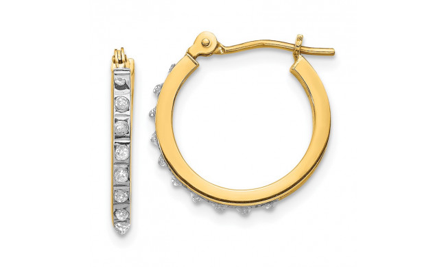 Quality Gold 14k Diamond Fascination Small Hinged Leverback Hoop Earrings - DF172