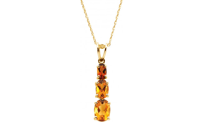 14K Yellow Three-Stone Citrine 18 Necklace - 6903364569P