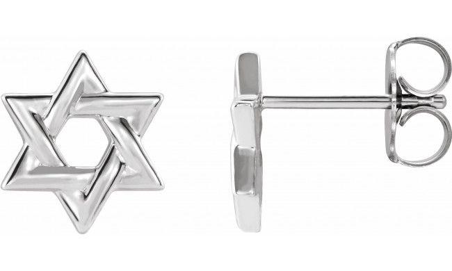 14K White Star of David Earrings - 86739600P