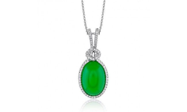 Zeghani 14K White Gold Chrysoprase & Diamonds Pendant