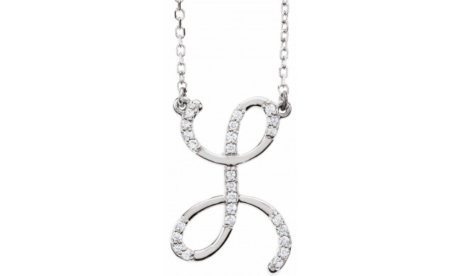 14K White 1/10 CTW Diamond Initial L 16 Necklace - 67399122P