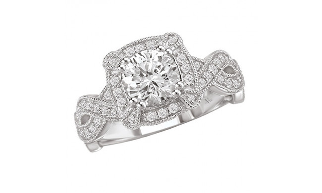 La Vie 14k White Gold Halo Semi-Mount Diamond Engagement Ring