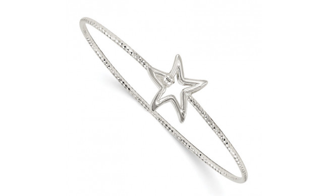 Quality Gold Sterling Silver Diamond Cut Star Interlocking  Bangle Bracelet - QB1120