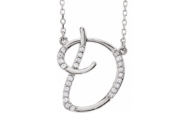14K White 1/10 CTW Diamond Initial D 16 Necklace - 67399106P