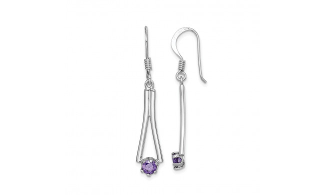 Quality Gold Sterling Silver Rhodium-plated Purple CZ Dangle Earrings - QE15003