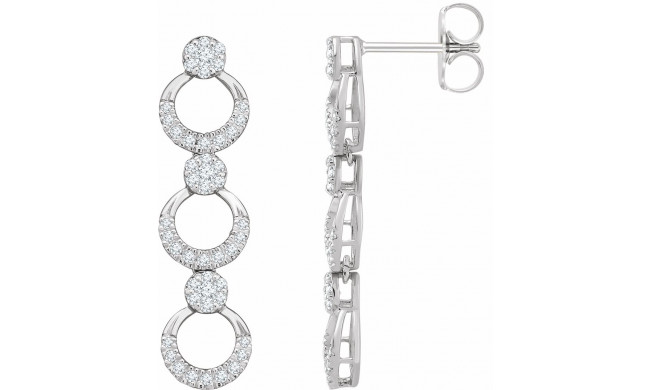 14K White 1/2 CTW Diamond Geometric Dangle Earrings - 65270660002P