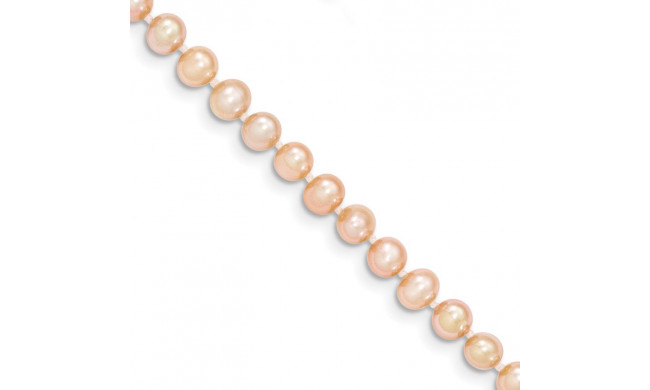 Quality Gold 14k Pink Near Round Freshwater Cultured Pearl Bracelet - XF506-5