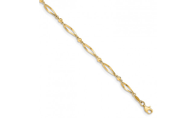 Quality Gold 14k Polished & Diamond-cut Anklet - ANK6-9