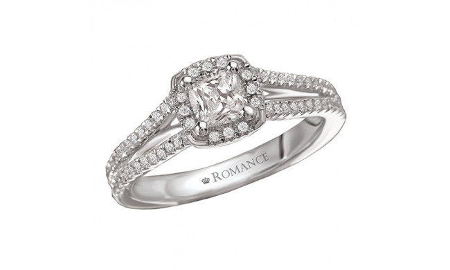 Romance 18k White Gold Halo Semi-Mount Diamond Engagement Ring