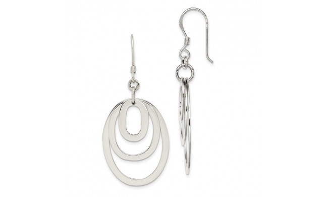 Quality Gold Sterling Silver Triple Oval Dangle Earrings - QE3939