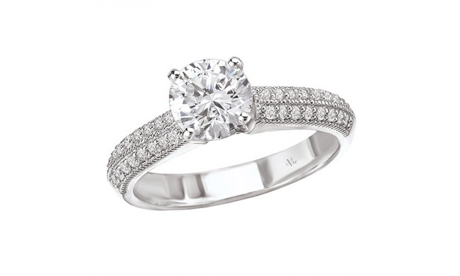 La Vie 14k White Gold Peg Head Semi-Mount Engagement Ring