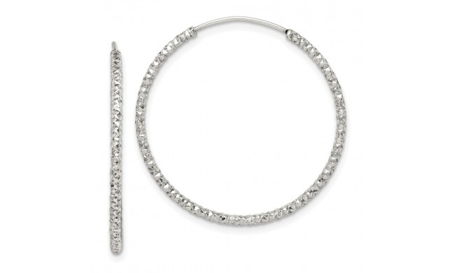 Quality Gold Sterling Silver Diamond Cut Hoop Earrings - QE14100
