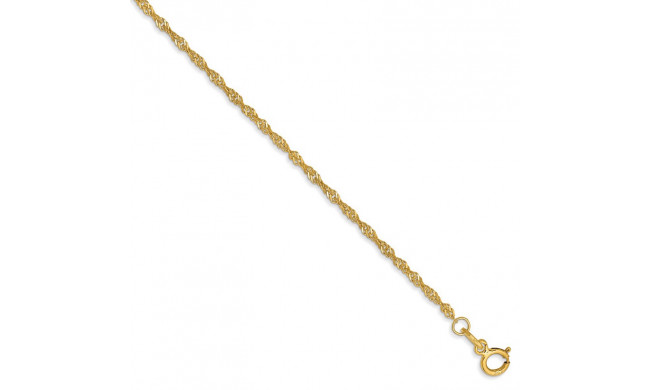 Quality Gold 14k 1.4mm Singapore Chain Anklet - PEN52-10
