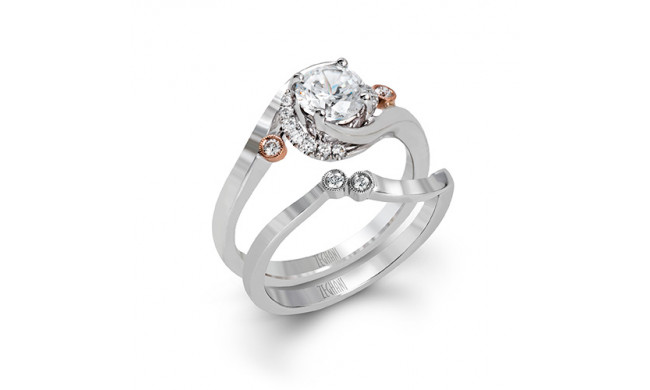 Zeghani 14k White & Rose Gold Diamond Engagement Ring Set