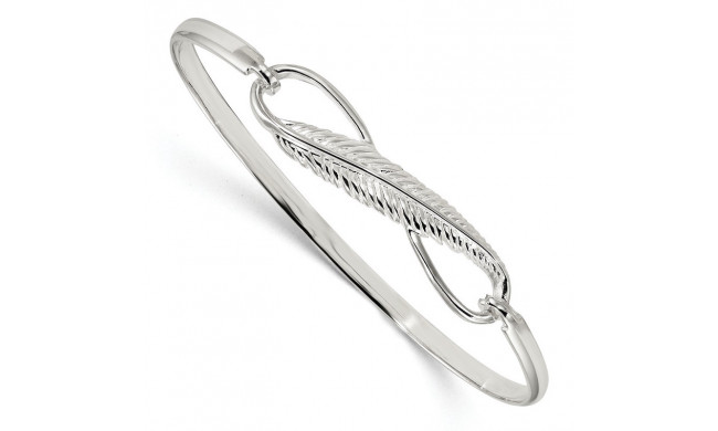 Quality Gold Sterling Silver Infinity  Feather Bangle Bracelet - QB1139
