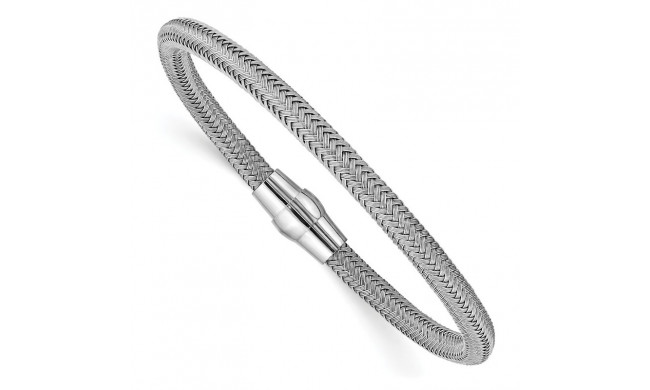 Quality Gold Sterling Silver Polished Rhodium-plated Magnetic Mesh Bracelet - QB955