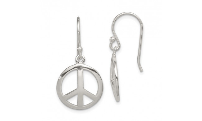 Quality Gold Sterling Silver Polished Peace Dangle Earrings - QE6901