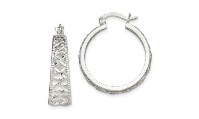 Quality Gold Sterling Silver Diamond-cut X Hoop Earrings - QE14669