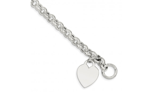 Quality Gold Sterling Silver Heart Toggle Bracelet - QG3088-7.5