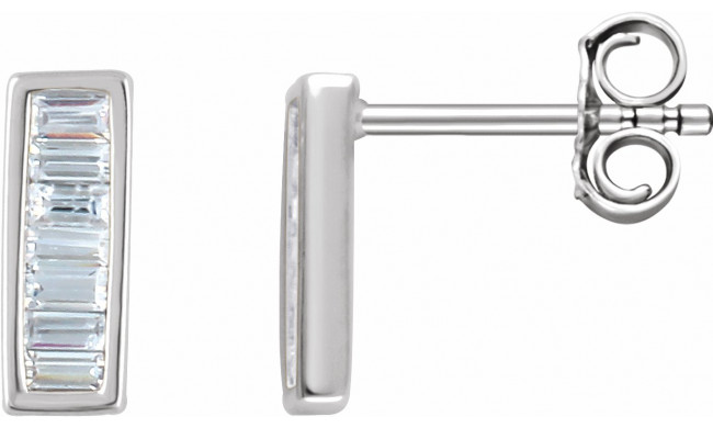 14K White 1/3 CTW Diamond Baguette Bar Earrings - 65188660004P