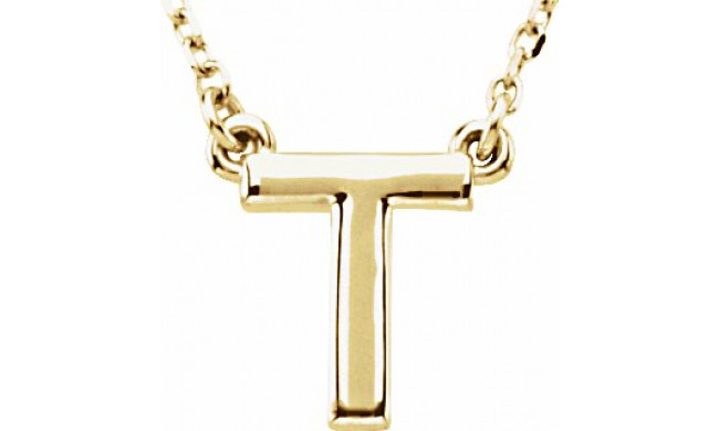 14K Yellow Block Initial T 16 Necklace - 84634164P