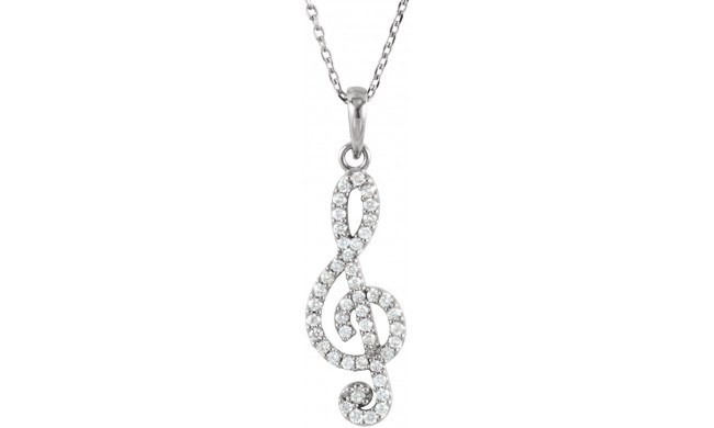 14K White 1/4CTW Diamond Petite Treble Clef 16 Necklace - 8584160000P