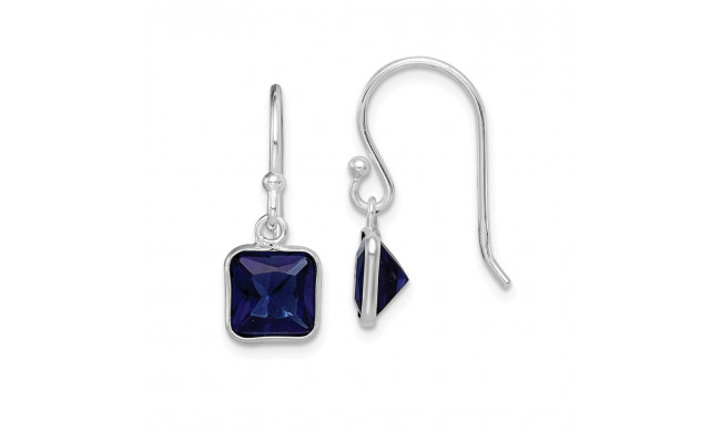 Quality Gold Sterling Silver Rhodium Plated Blue CZ Dangle Earrings - QE14928