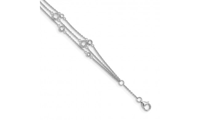 Quality Gold Sterling Silver Rhodium-plated CZ Station 3-Strand   Bracelet - QG5016-6.75