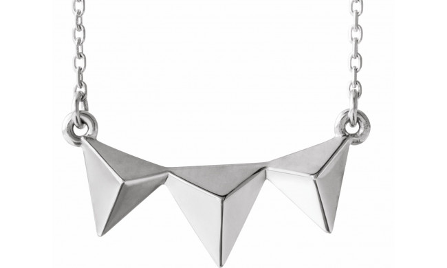 14K White Pyramid 16-18 Necklace - 86671600P