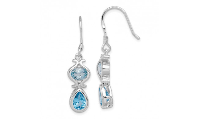 Quality Gold Sterling Silver Blue Topaz Dangle Earrings - QE5154