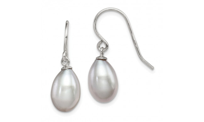 Quality Gold Sterling Silver Grey 8-9mm FW Cultured Pearl Dangle Earrings - QE7674