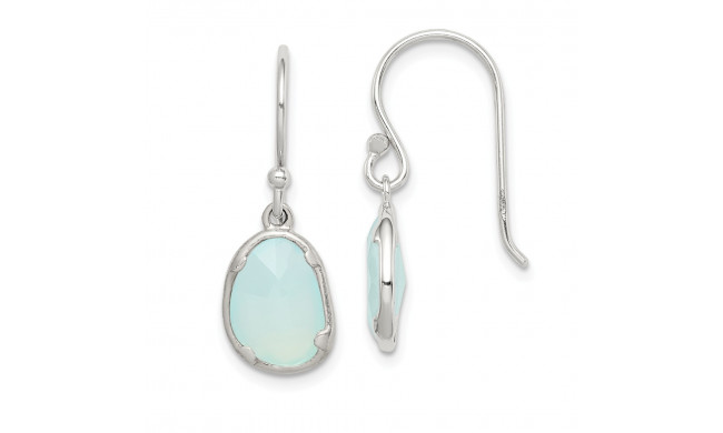 Quality Gold Sterling Silver Blue Chalcedony Dangle Earrings - QE14273