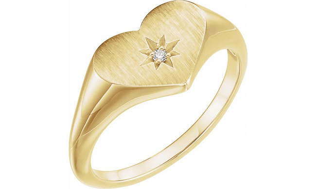 14K Yellow .01 CT Diamond 11.9 mm Heart Starburst Ring - 122818601P