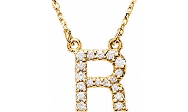 14K Yellow Initial R 1/8 CTW Diamond 16 Necklace - 67311143P