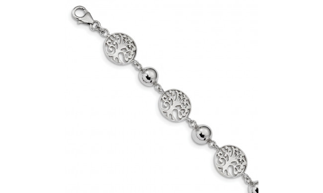 Quality Gold Sterling Silver Rhodium-plated Round Tree & Circle Bracelet - QG4236-7