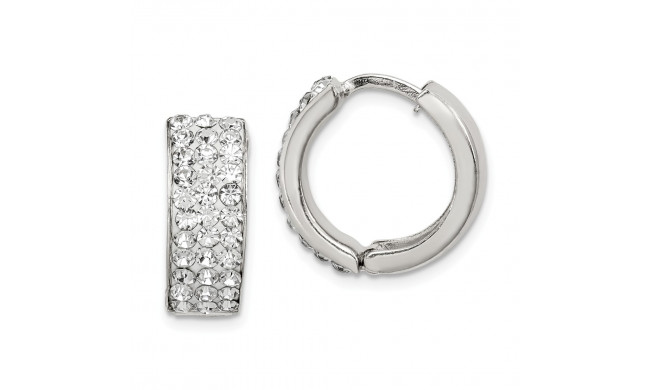 Quality Gold Sterling Silver White Crystal Small Hinged Hoop Earrings - QE9559