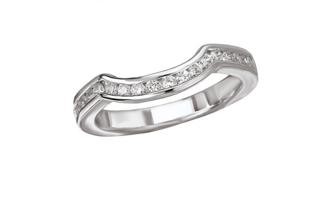 14k White Gold Curved Diamond Wedding Band