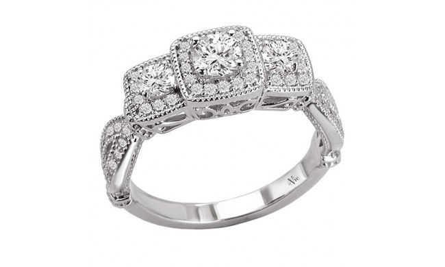 14k White Gold Halo Semi-Mount Diamond Engagement Ring