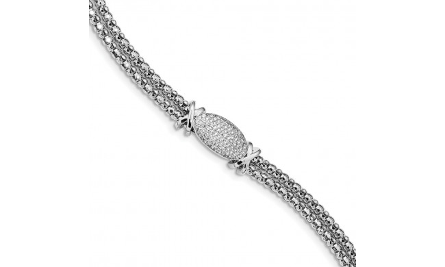 Quality Gold Sterling Silver Rhodium-plated CZ Bracelet - QG4508-7.5