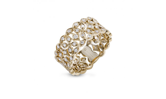 Zeghani 14k Yellow Gold Diamond Open Floral Fashion Ring