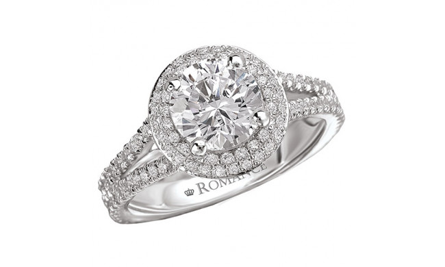 Romance 18k White Gold Round Halo Diamond Engagement Ring